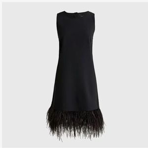 J.Crew black crepe feather-trim shift dress